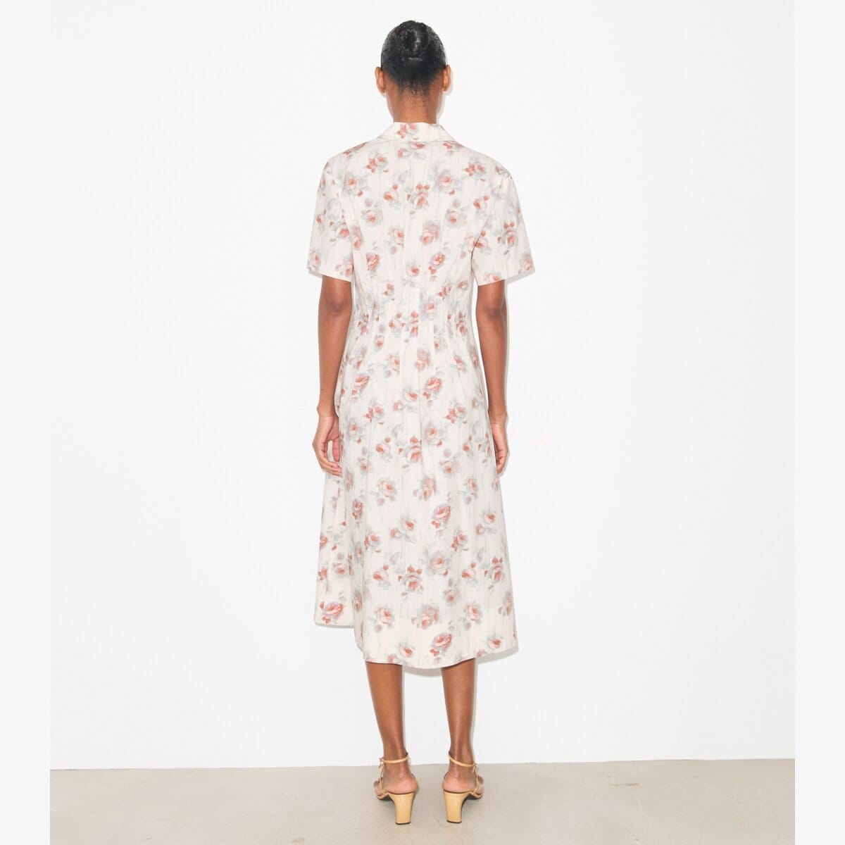 Poplin Pleat-Waist Dress