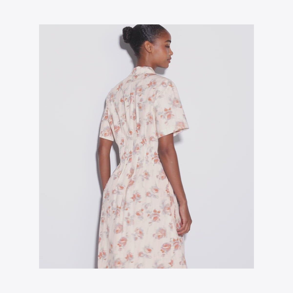 Poplin Pleat-Waist Dress