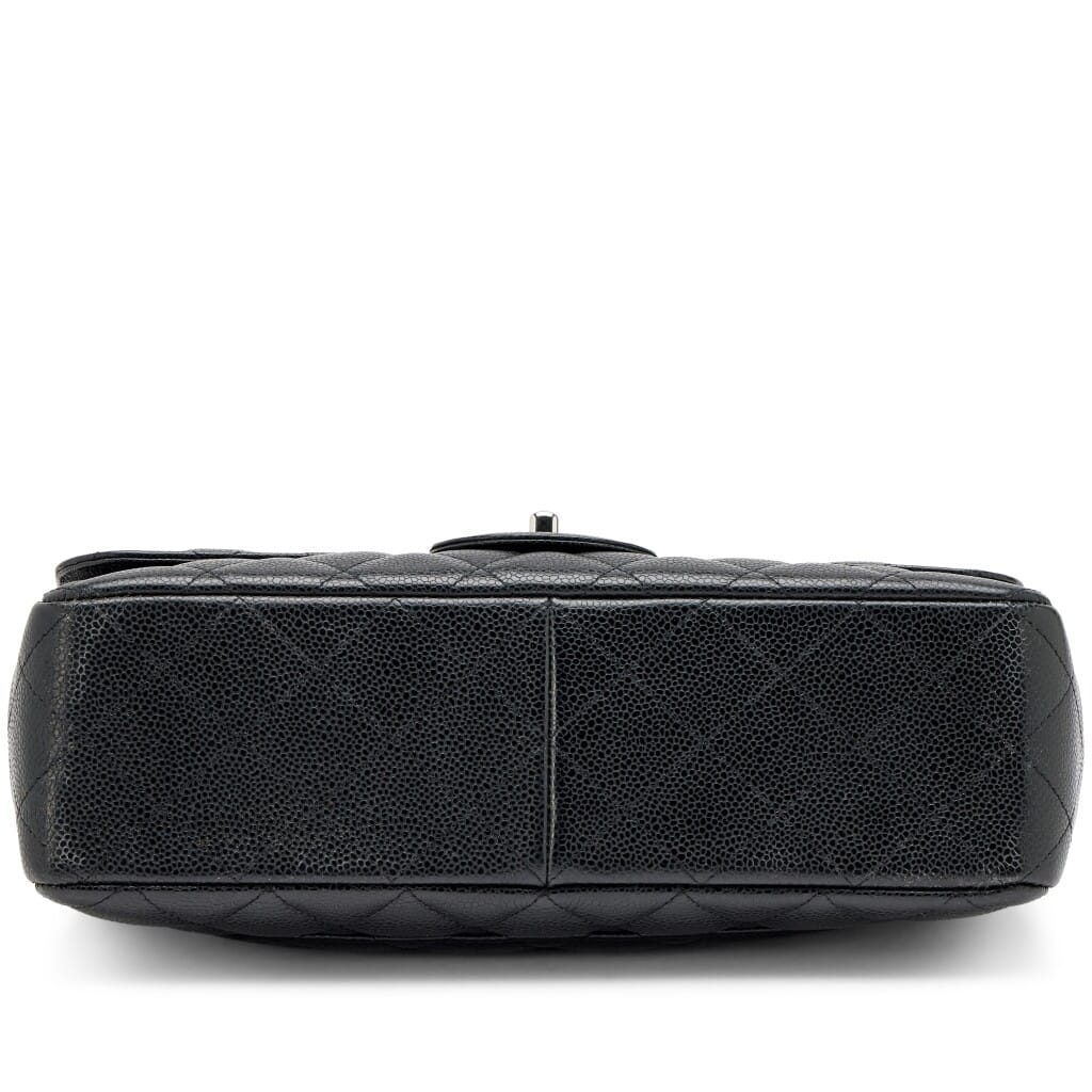 Black Quilted Caviar Classic Jumbo Single Flap Bag Silver Hardware, 2009-2010