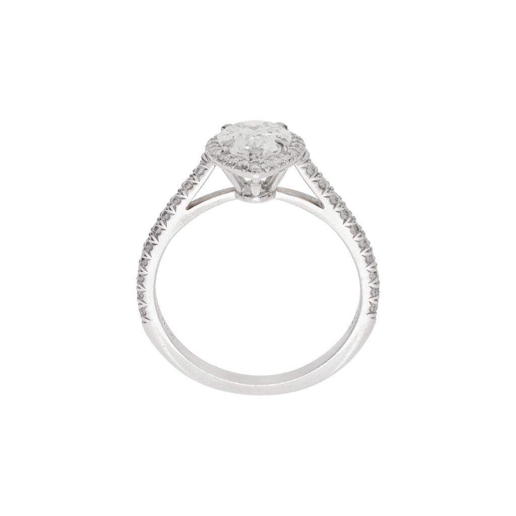 Platinum, 1.03ct Pear Shape Diamond and Diamond Engagement Ring