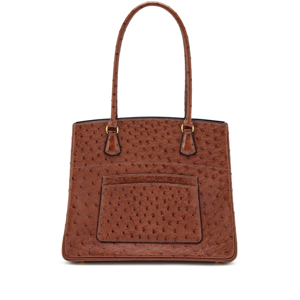 Vintage Chocolat Ostrich LA 30 Bag Gold Hardware, 2004