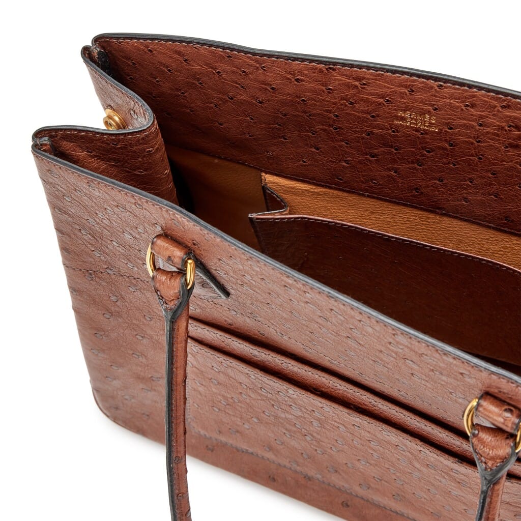 Vintage Chocolat Ostrich LA 30 Bag Gold Hardware, 2004