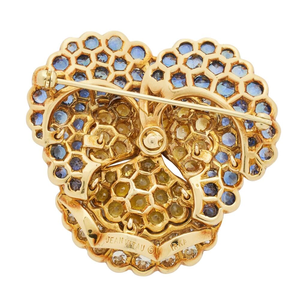 Gold, Sapphire and Diamond Pansy Brooch