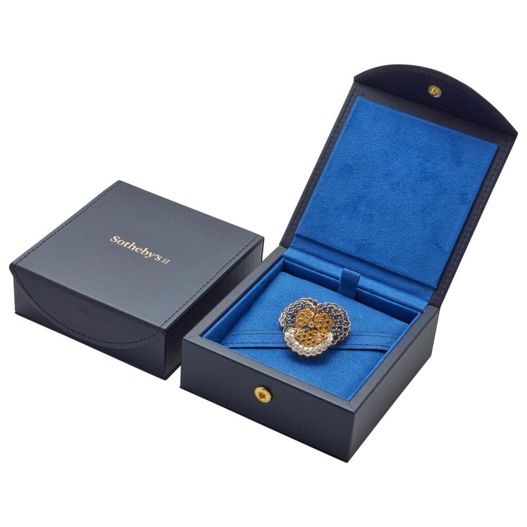 Gold, Sapphire and Diamond Pansy Brooch