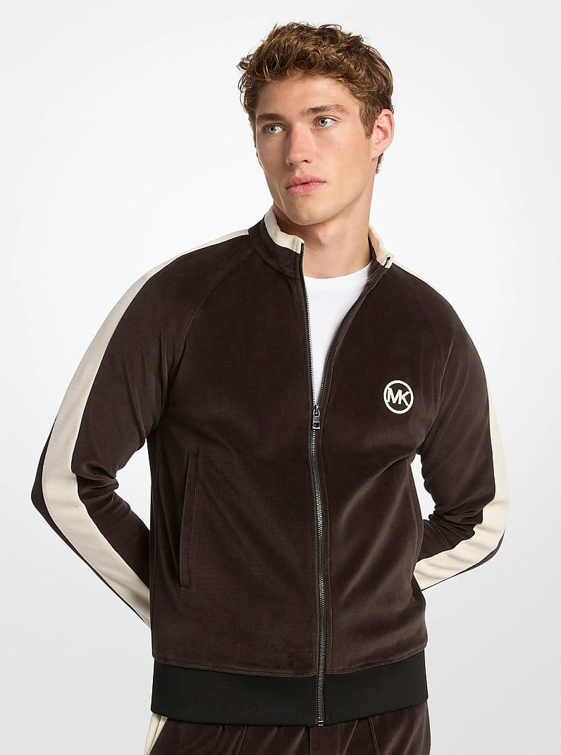 Stripe Velour Zip-Up Jacket