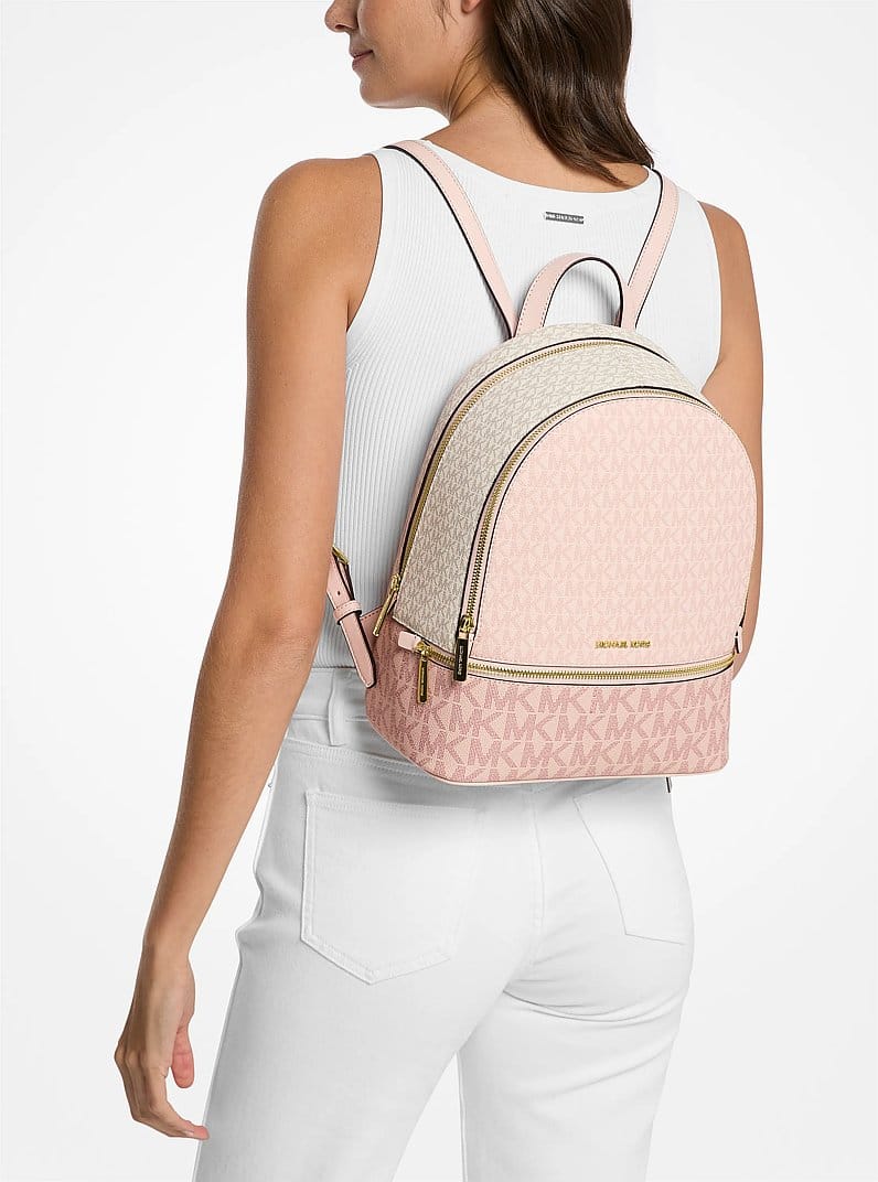 Rhea Medium Color-Block Signature Logo Backpack