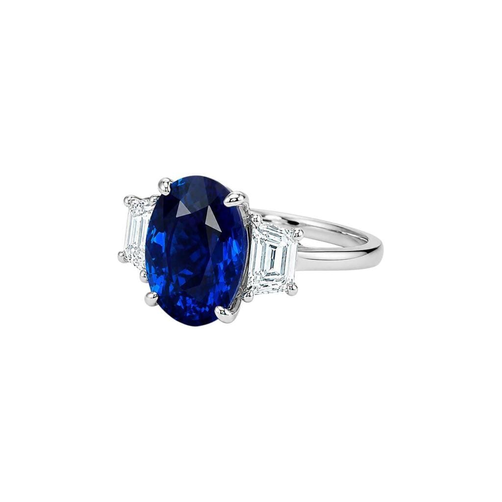 Platinum, 5.20ct Ceylon Sapphire and Diamond Ring