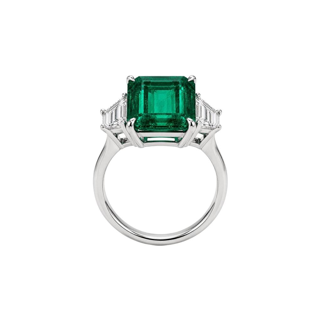 Platinum, 6.12ct Zambian Emerald and Diamond Ring