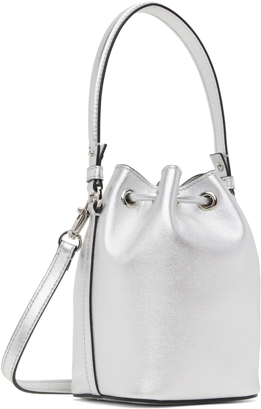Valentino Garavani Silver Mini VLogo Signature Bucket Bag