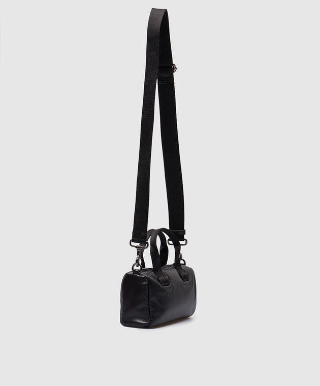 Black leather bag with logo