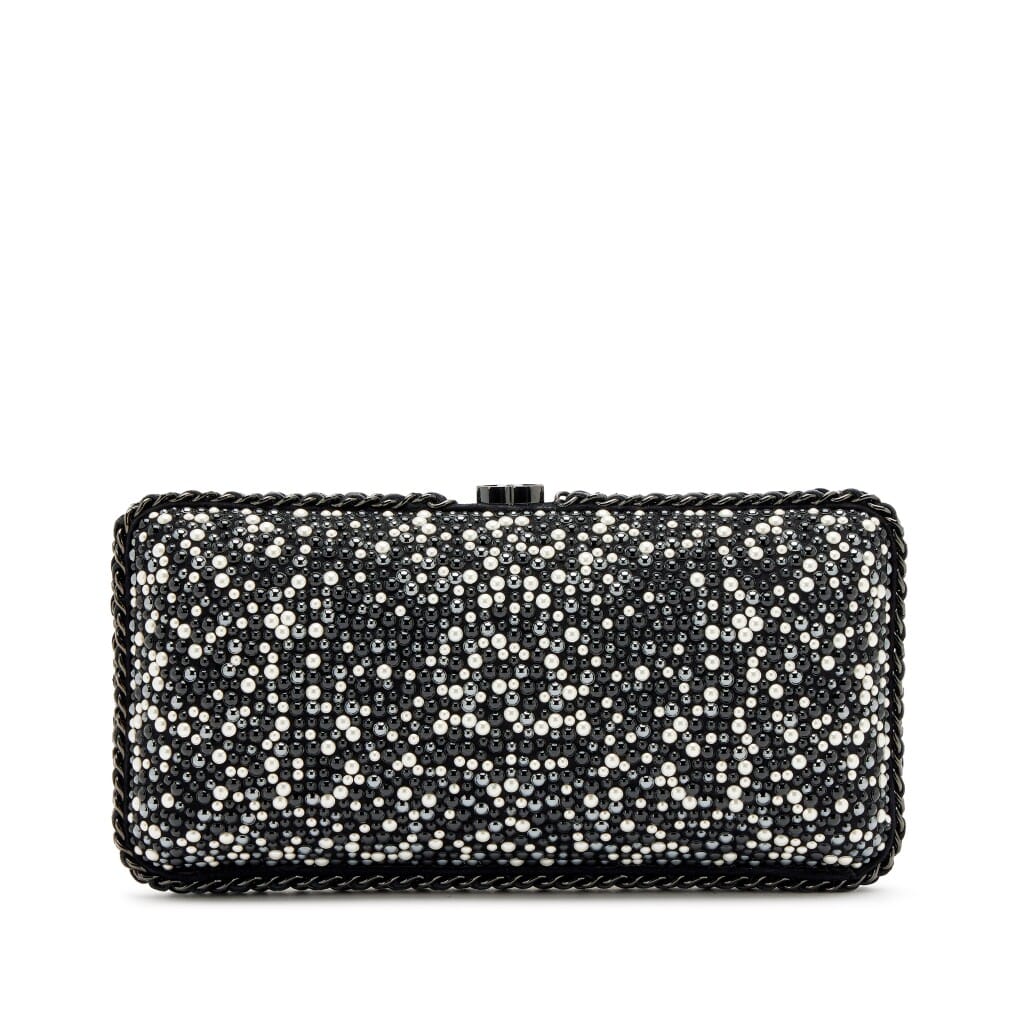 Multicolor Beaded Imitation Pearl Chain Around Clutch Black Hardware, 2014