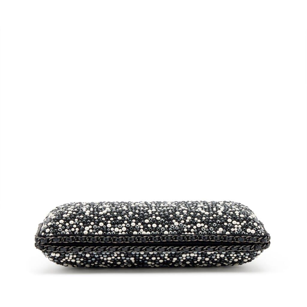 Multicolor Beaded Imitation Pearl Chain Around Clutch Black Hardware, 2014