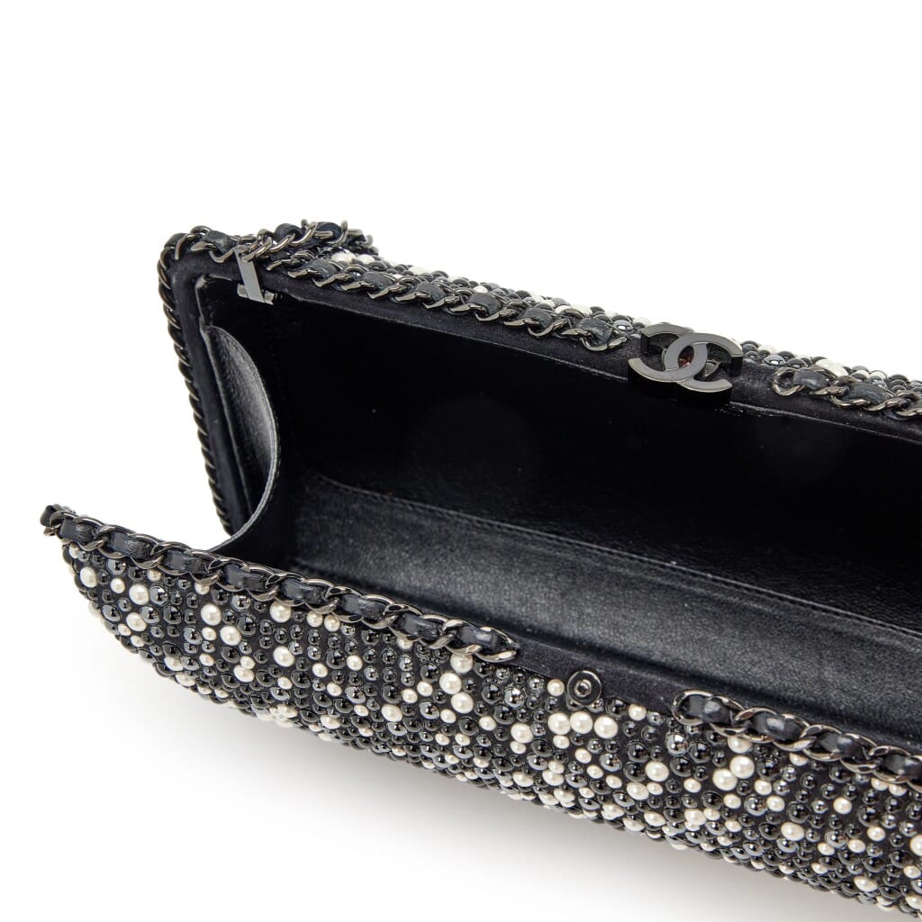 Multicolor Beaded Imitation Pearl Chain Around Clutch Black Hardware, 2014