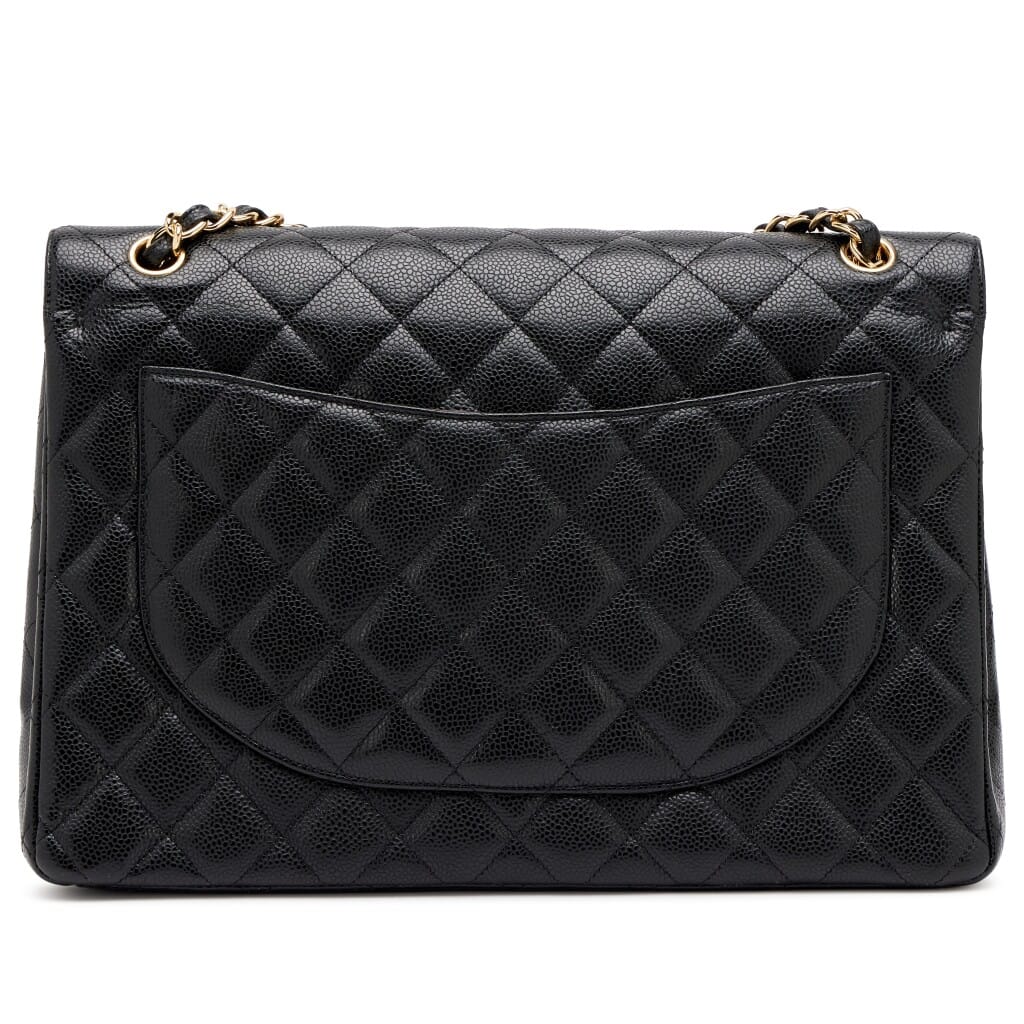 Black Quilted Caviar Maxi Classic Double Flap Bag Gold Hardware, 2014