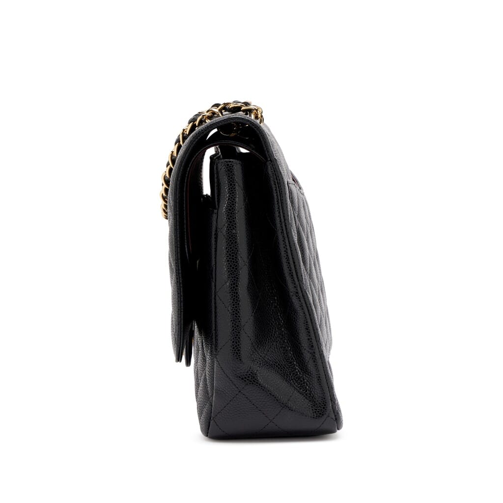 Black Quilted Caviar Maxi Classic Double Flap Bag Gold Hardware, 2014