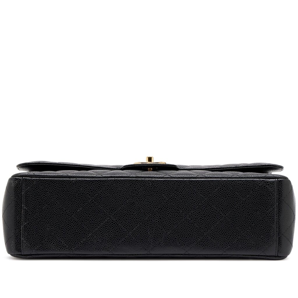 Black Quilted Caviar Maxi Classic Double Flap Bag Gold Hardware, 2014