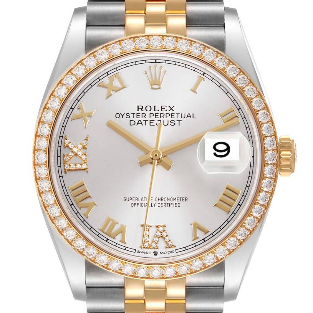 Datejust (Reference 126283). An unworn 36mm yellow gold stainless steel diamond-set automatic wristwatch with date.