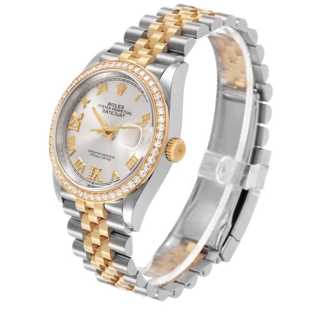 Datejust (Reference 126283). An unworn 36mm yellow gold stainless steel diamond-set automatic wristwatch with date.