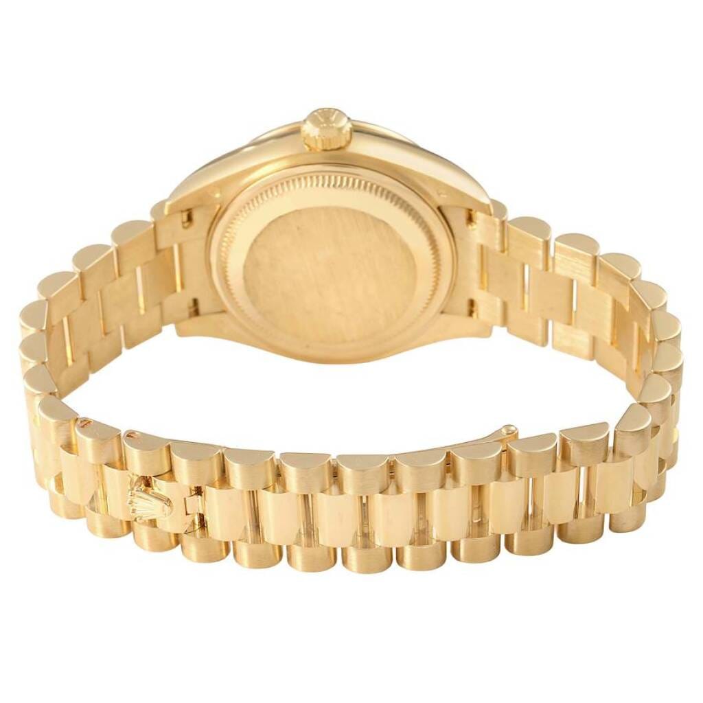 President Datejust (Reference 279138). A 28mm yellow gold diamond-set automatic wristwatch with date.