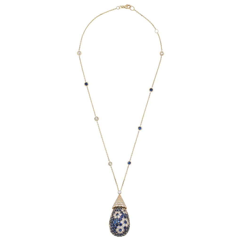 Gold, Sapphire and Diamond Pendant Necklace