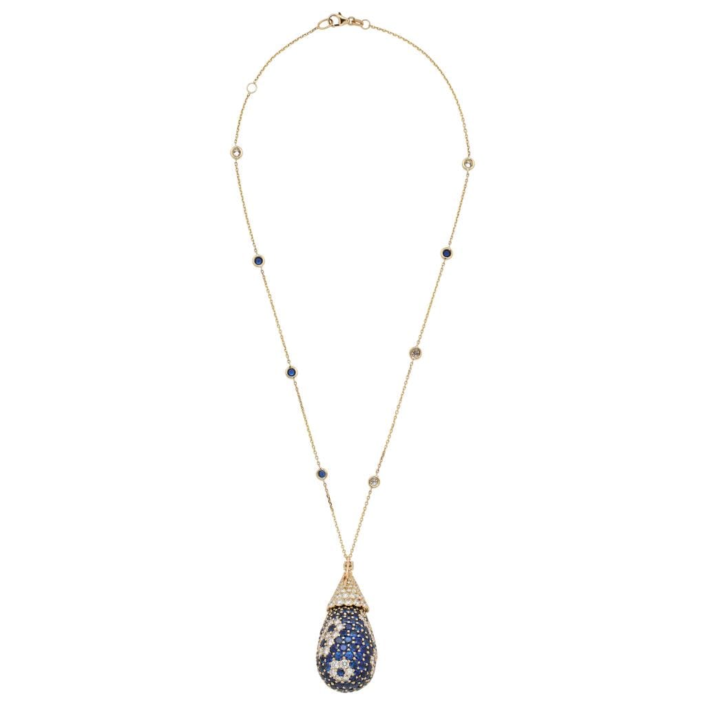Gold, Sapphire and Diamond Pendant Necklace