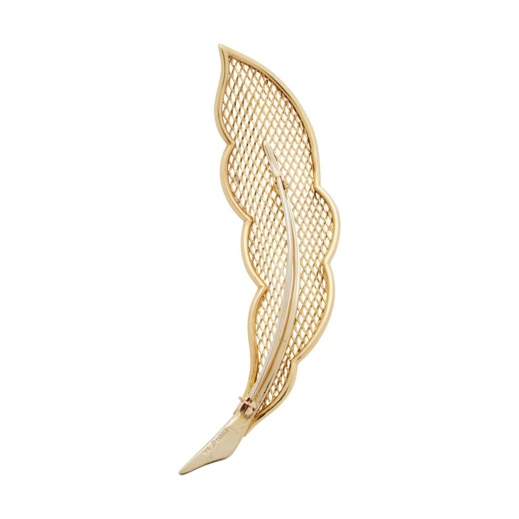Vintage Gold Large Feather Brooch