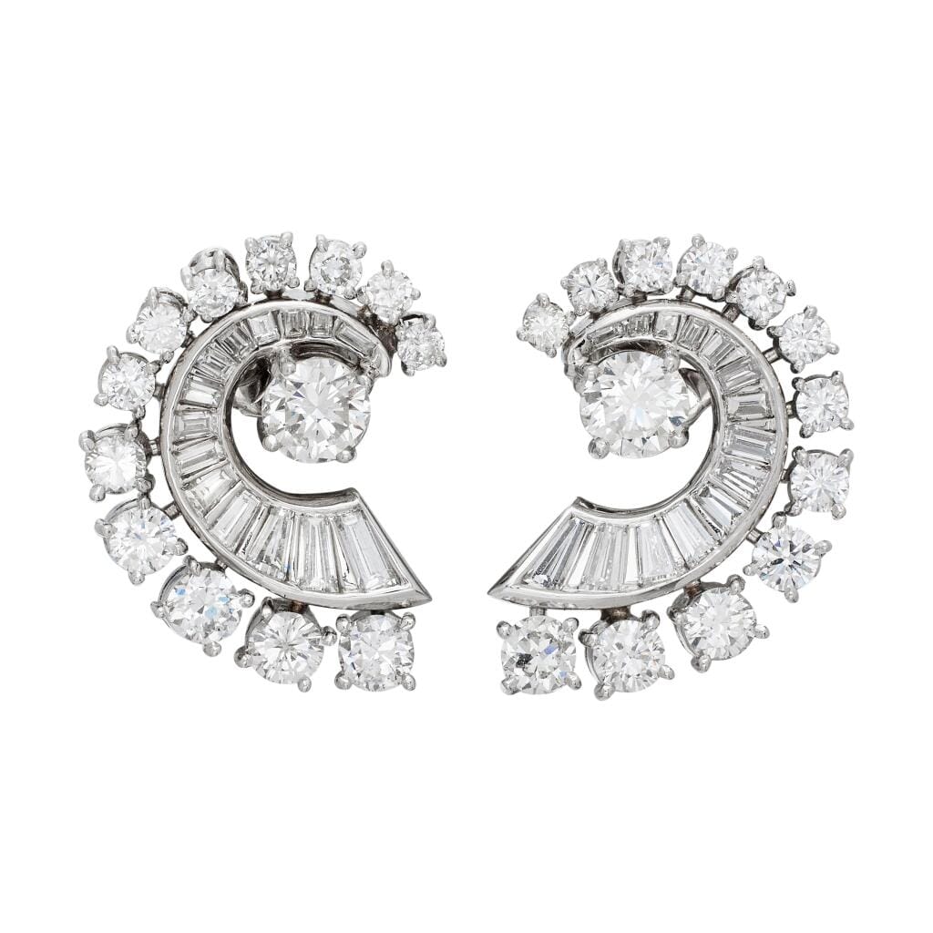 Vintage Platinum and Diamond Earrings