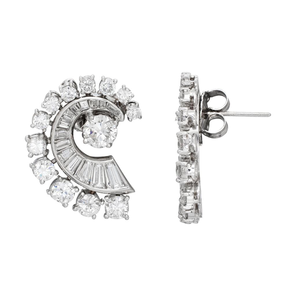 Vintage Platinum and Diamond Earrings