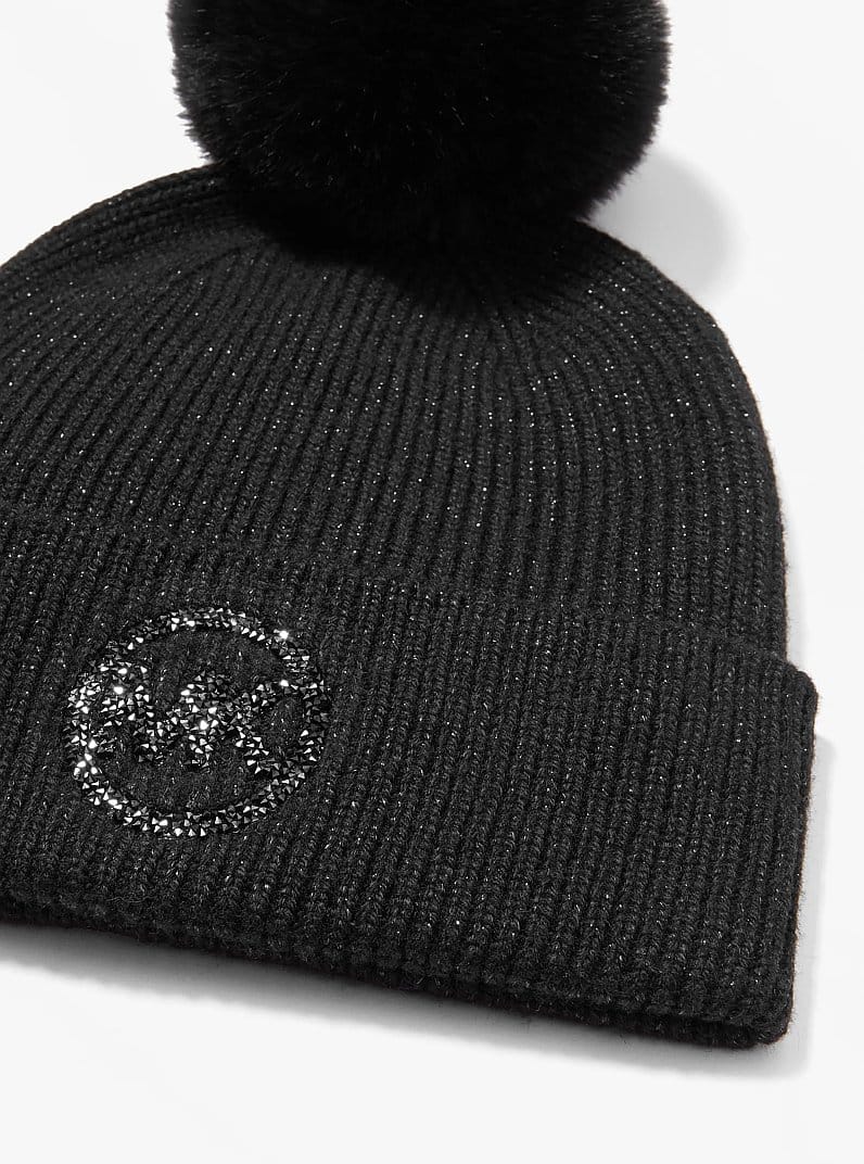 Metallic Knit Beanie Hat and Scarf Set
