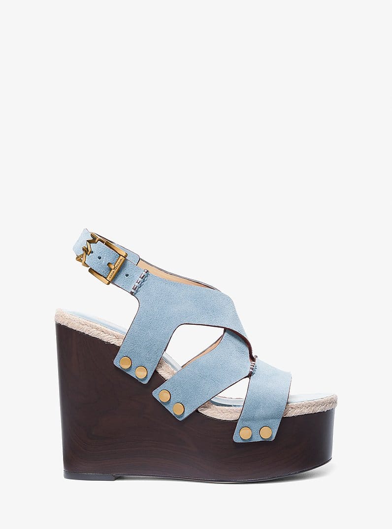 Raven Studded Suede Wedge Sandal