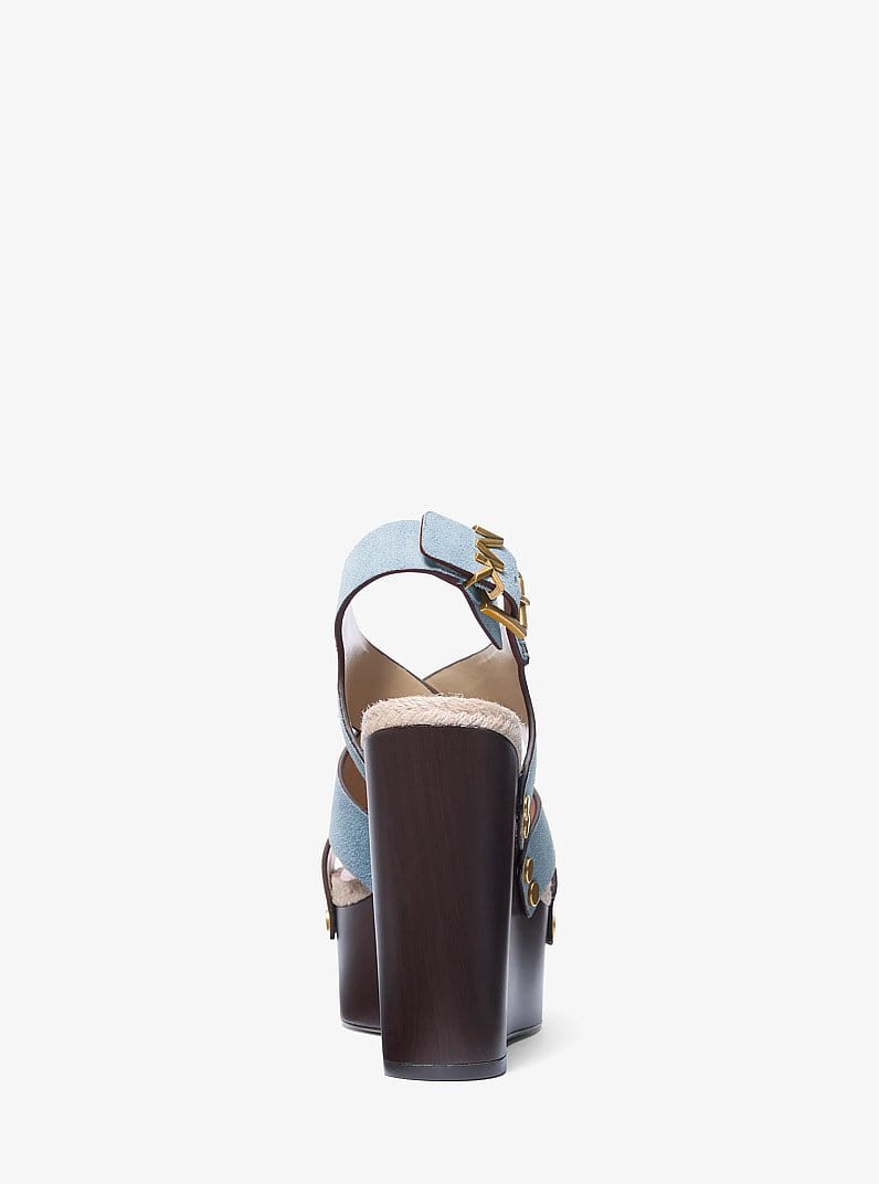 Raven Studded Suede Wedge Sandal