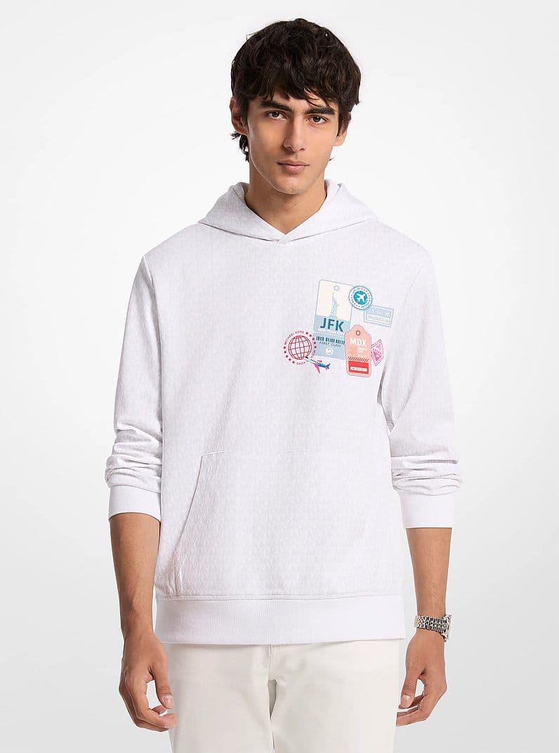 Embellished Signature Logo Cotton Blend Hoodie