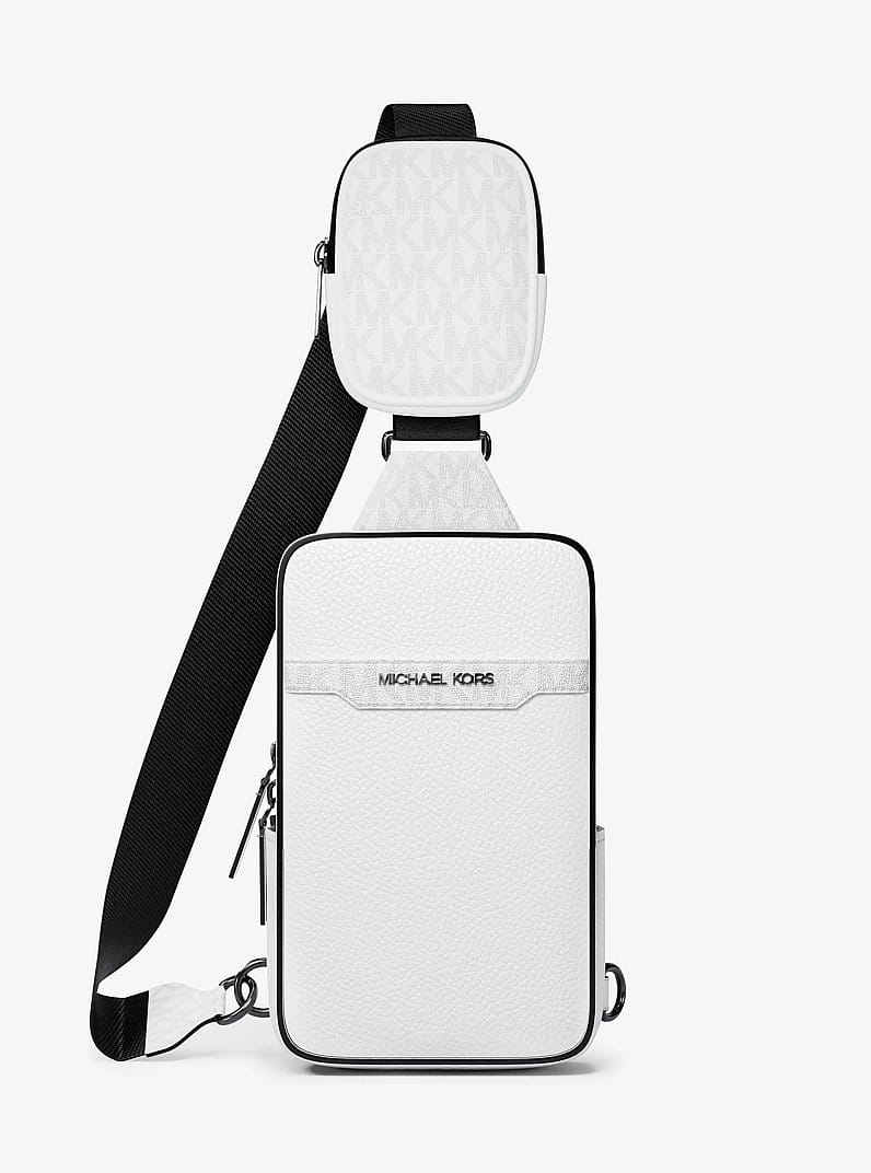Cooper Medium Pebbled Leather and Signature Logo Sling Pack with Pouch