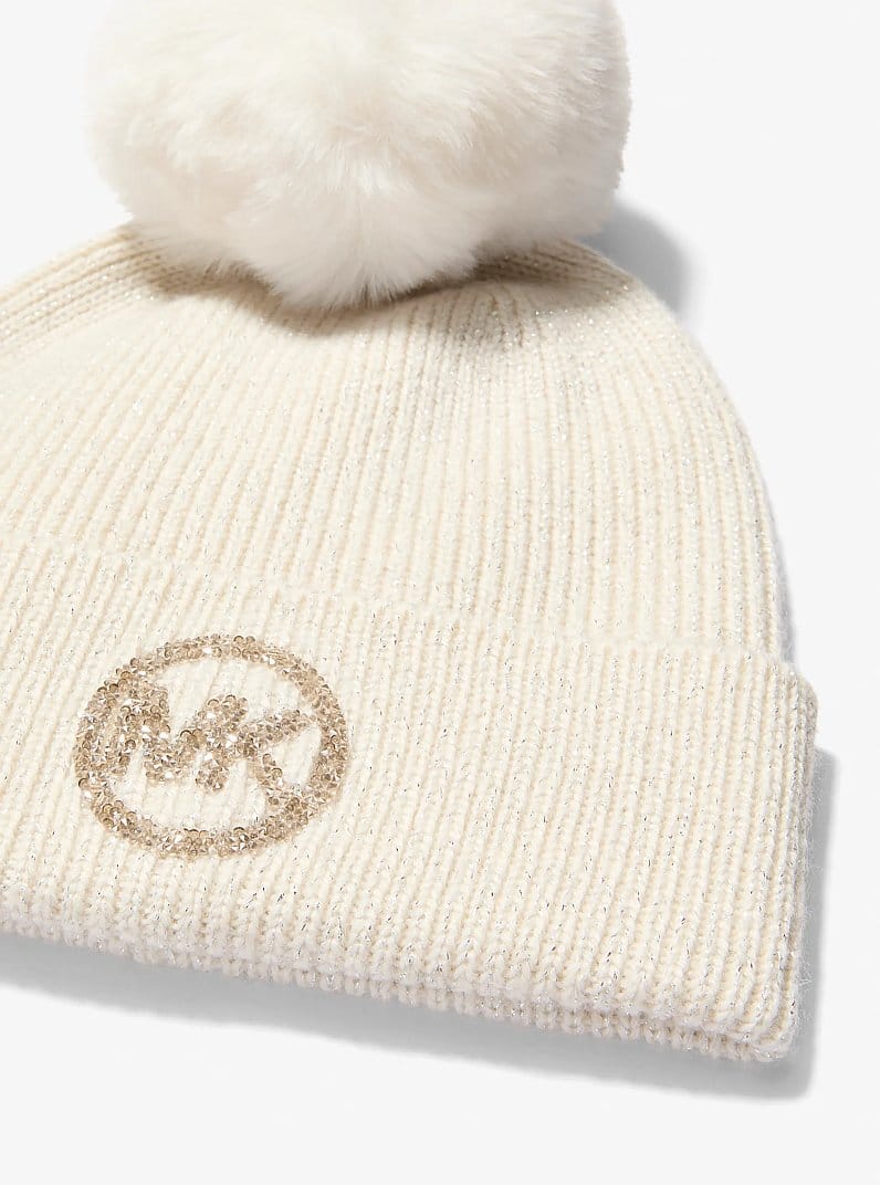 Metallic Knit Beanie Hat and Scarf Set