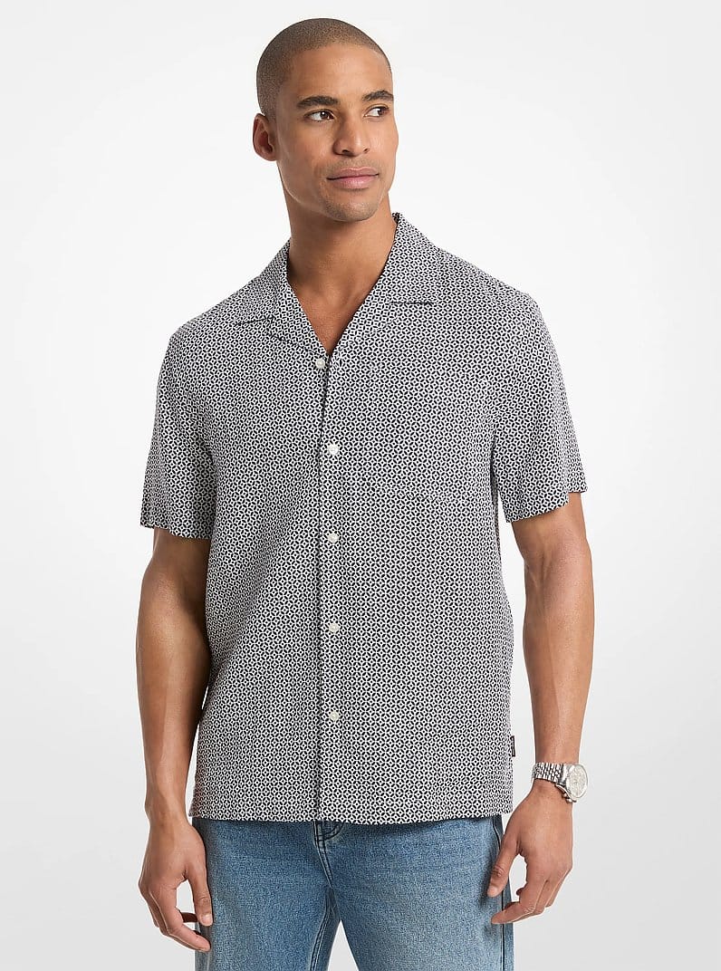 Tile Print Linen Shirt