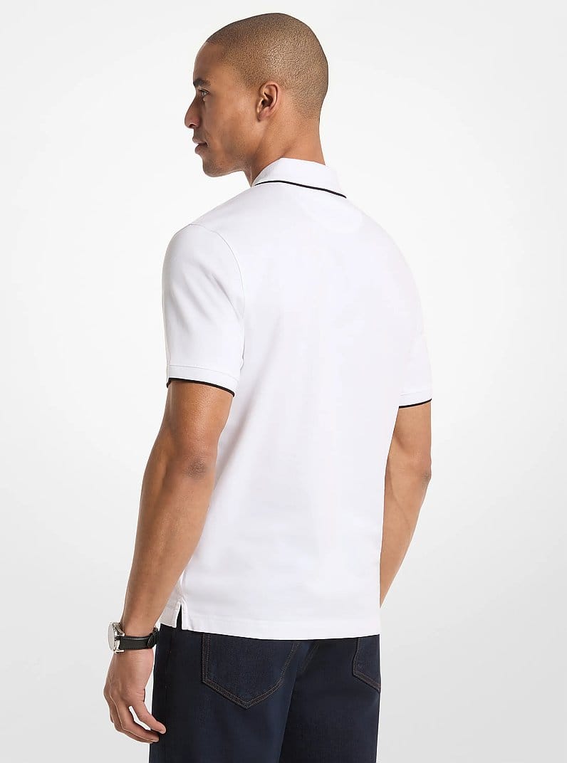 Cotton Jersey Zip-Up Polo Shirt