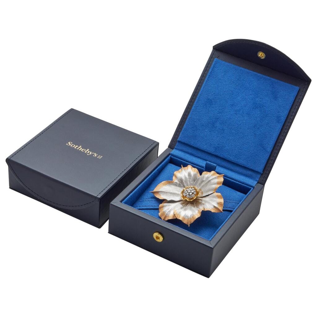 Vintage Gold, White Gold, Rose Gold and Diamond Flower Brooch