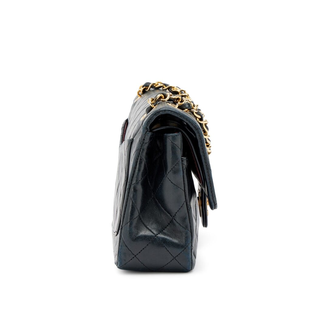 Vintage Black Quilted Lambskin Small Classic Double Flap Bag Gold Hardware, 1989-1991