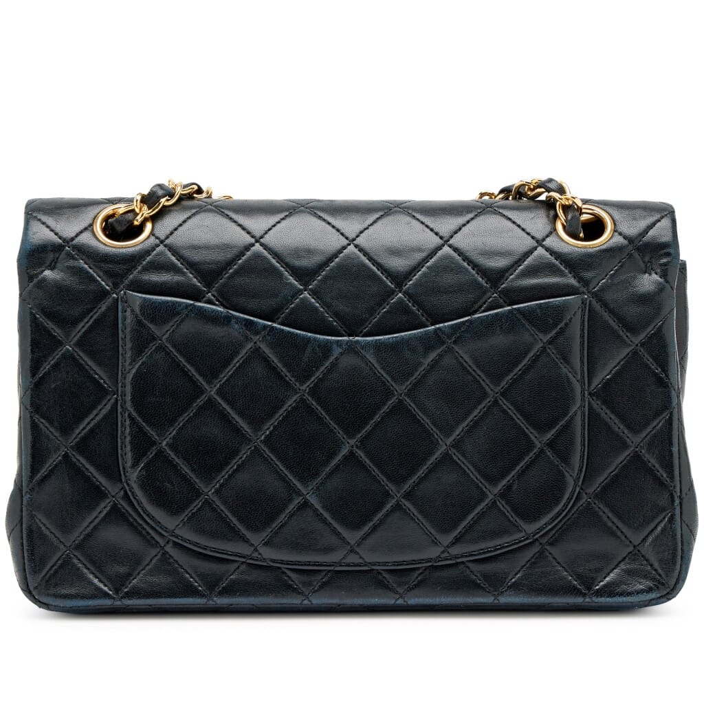 Vintage Black Quilted Lambskin Small Classic Double Flap Bag Gold Hardware, 1989-1991