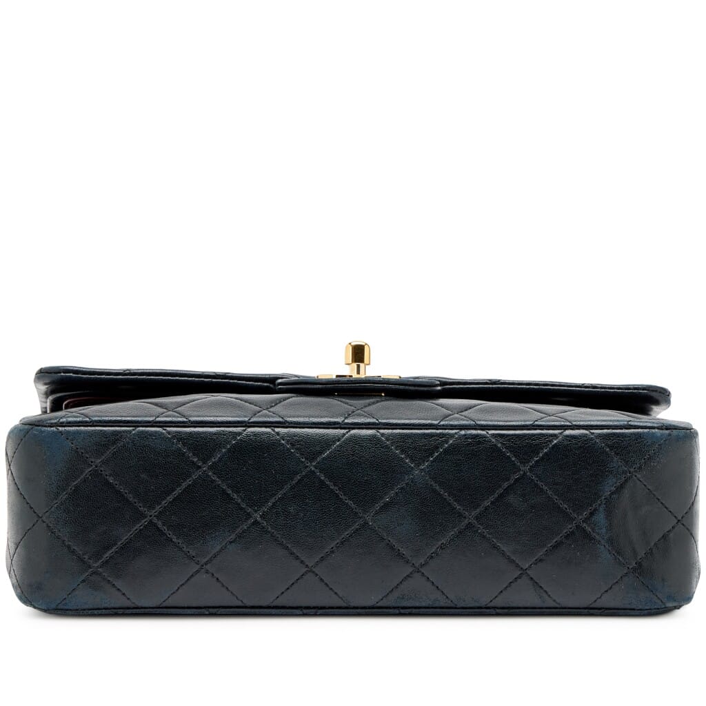 Vintage Black Quilted Lambskin Small Classic Double Flap Bag Gold Hardware, 1989-1991
