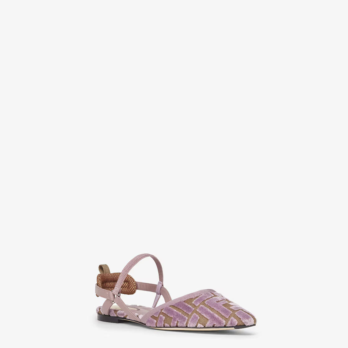 Mauve pink FF jacquard velvet flats