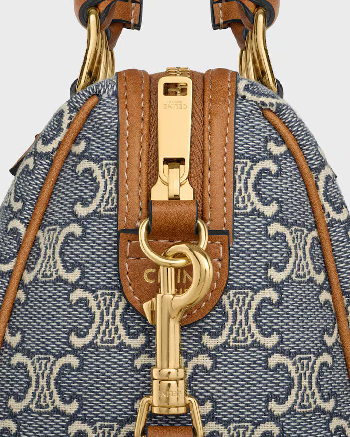 CELINE SMALL BOSTON IN TRIOMPHE JACQUARD AND CALFSKIN