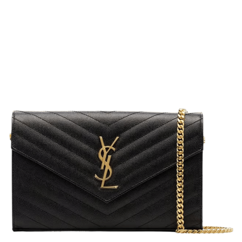 YSL Wallet on Chain in Grained Leather