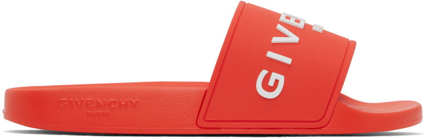 Givenchy Orange Embossed Slides