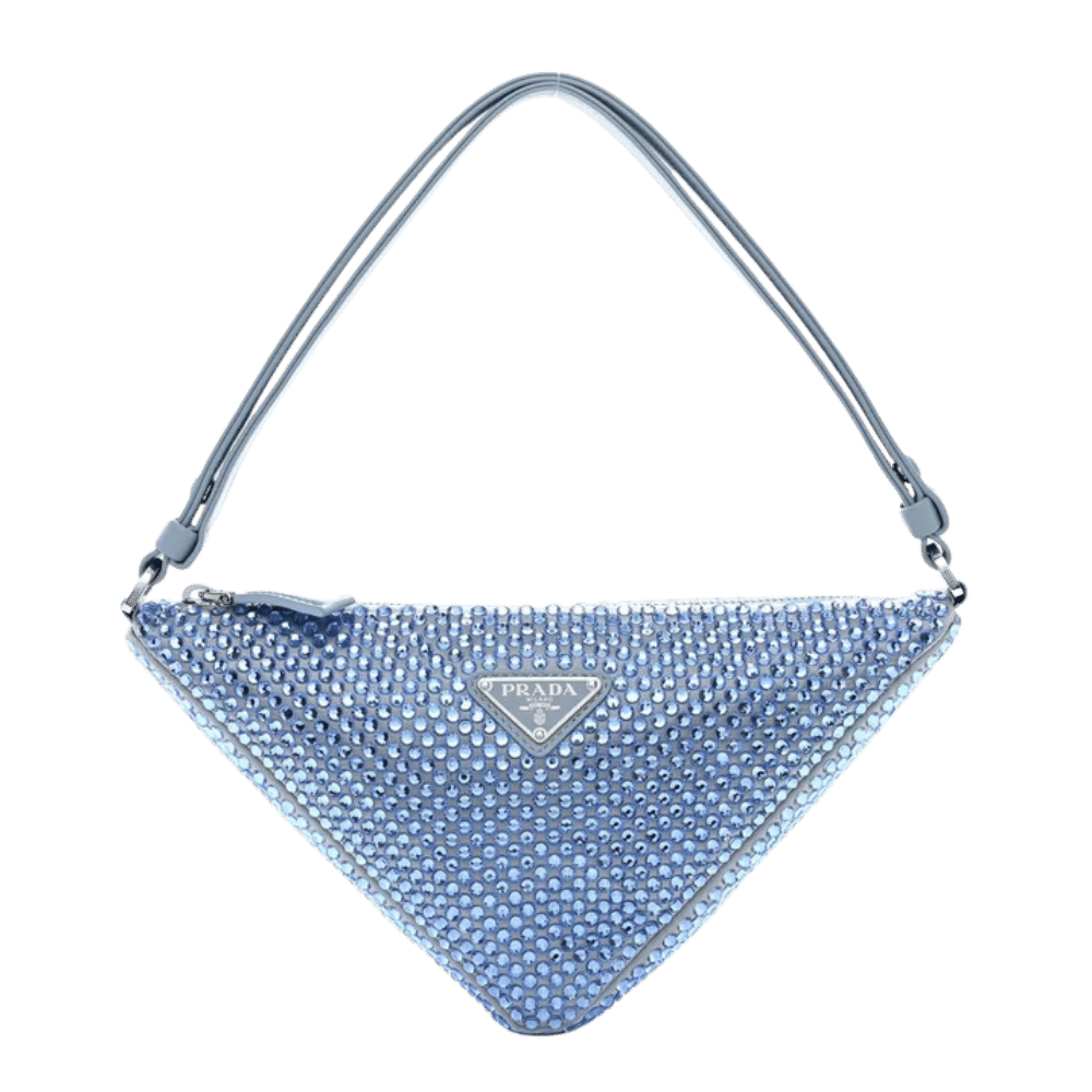 Satin Crystal Triangle Pouch Celeste