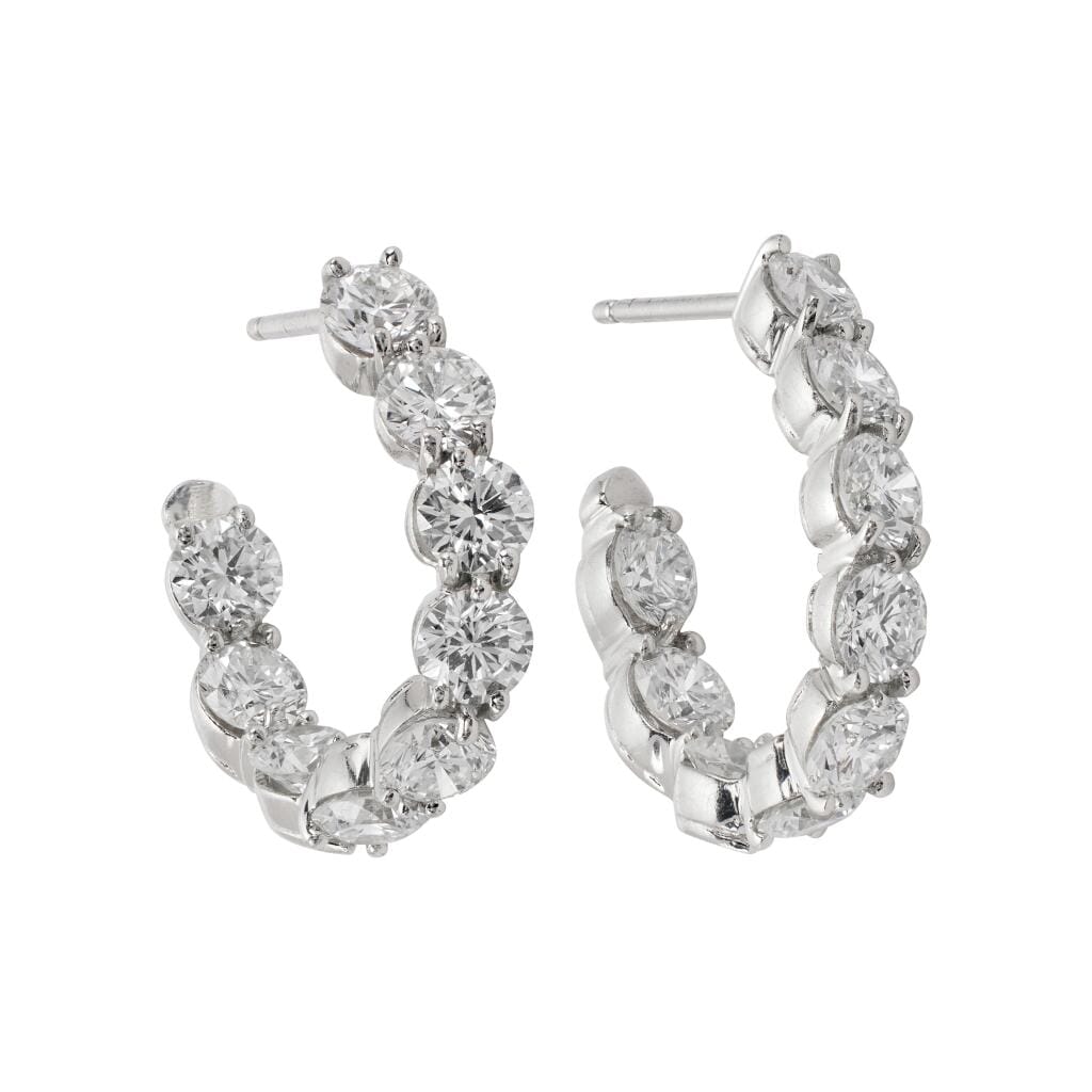 Platinum and 4.50ctw Inside-Out Round Brilliant Cut Diamond Hoop Earrings