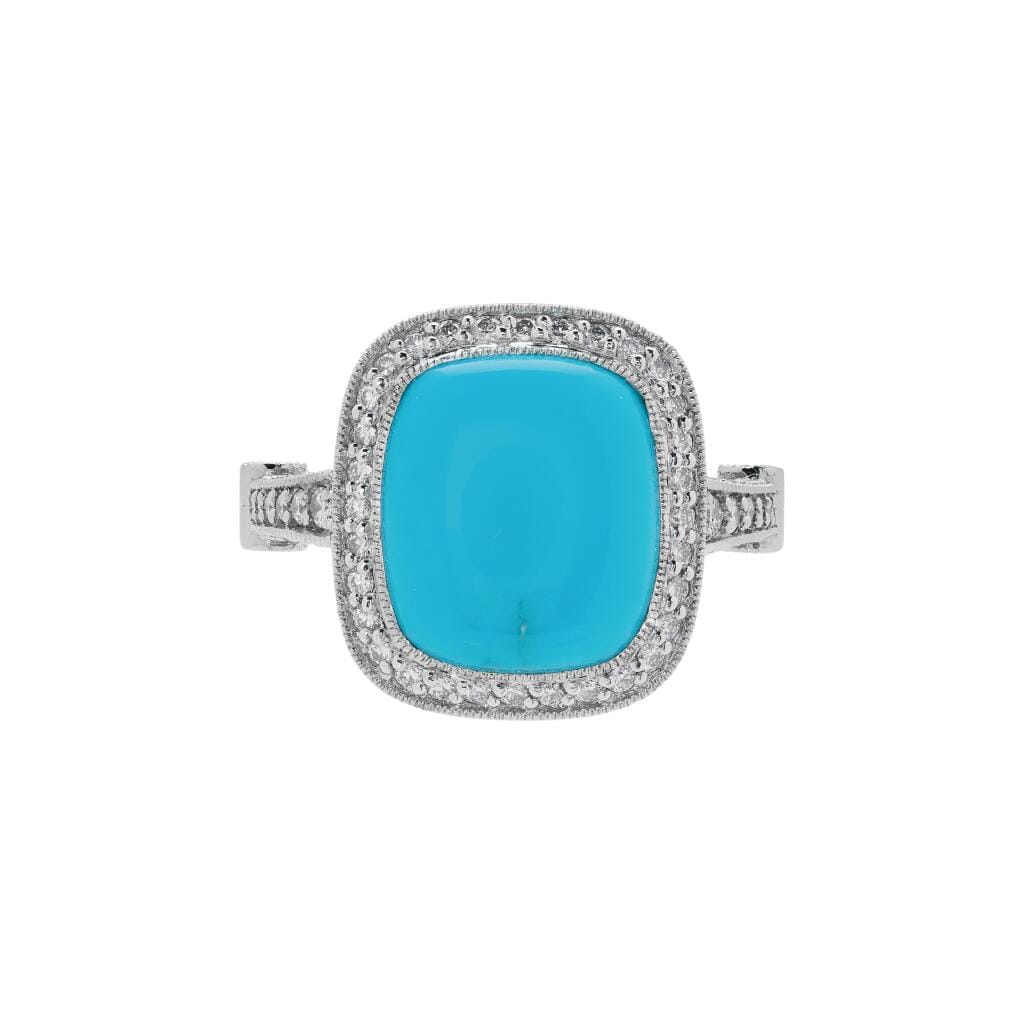 Platinum, Turquoise and Diamond Ring