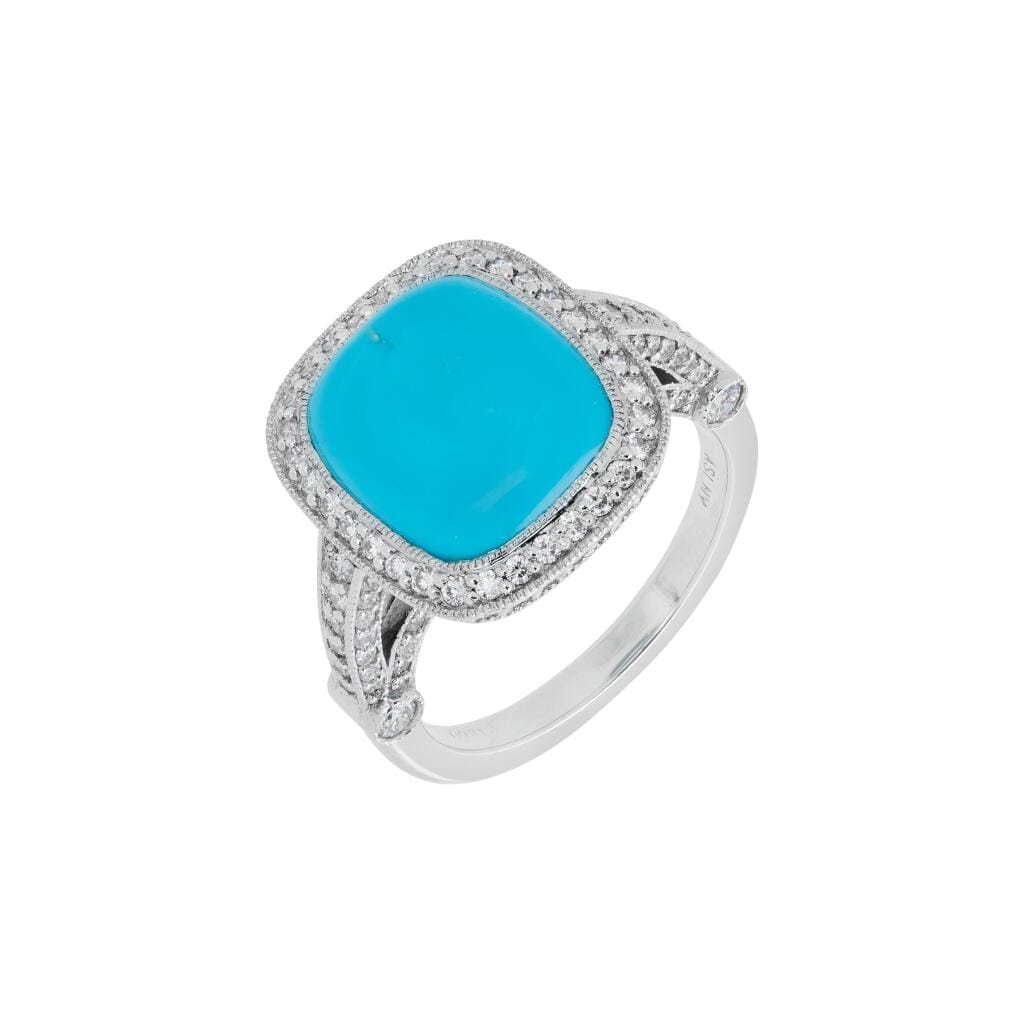 Platinum, Turquoise and Diamond Ring