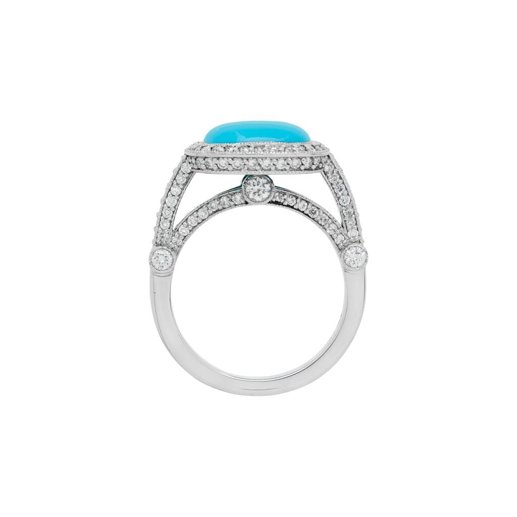 Platinum, Turquoise and Diamond Ring