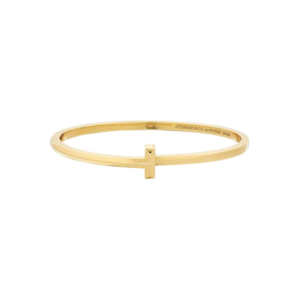Gold T1 Narrow Hinged Bangle Bracelet